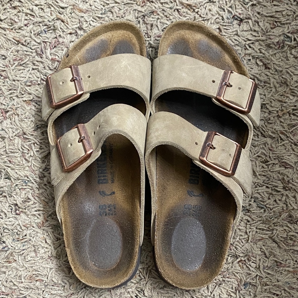 Birkenstock Beige Suede Double Strap Sandals